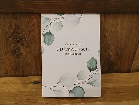 Klappkarte Herzlichen Glückwunsch zur Hochzeit Eukalyptus
