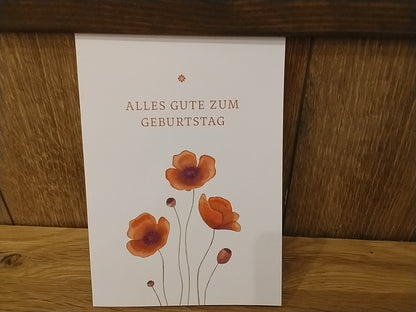 Klappkarte  Alles Gute zum Geburtstag Mohn