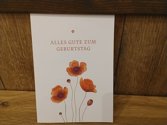 Klappkarte  Alles Gute zum Geburtstag Mohn