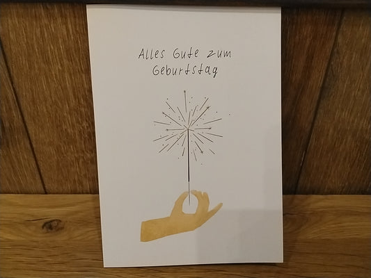 Klappkarte"Alles Gute zum Geburtstag"Wunderkerze in der Hand