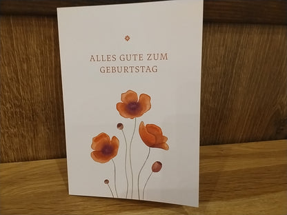 Klappkarte  Alles Gute zum Geburtstag Mohn